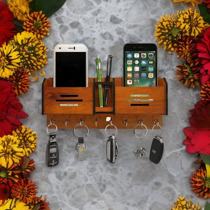 Beautiful Wooden Mobile And Key Holder 😍 Best Decoration And Mobile Safety Product